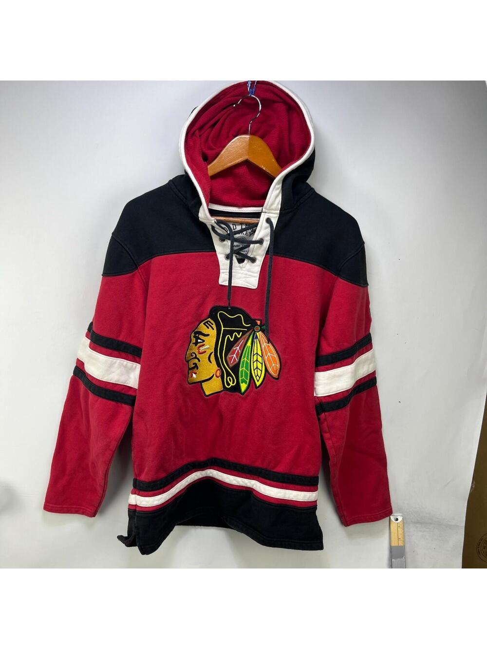 Vintage Chicago Blackhawks Lace Up Hockey Hoodie S